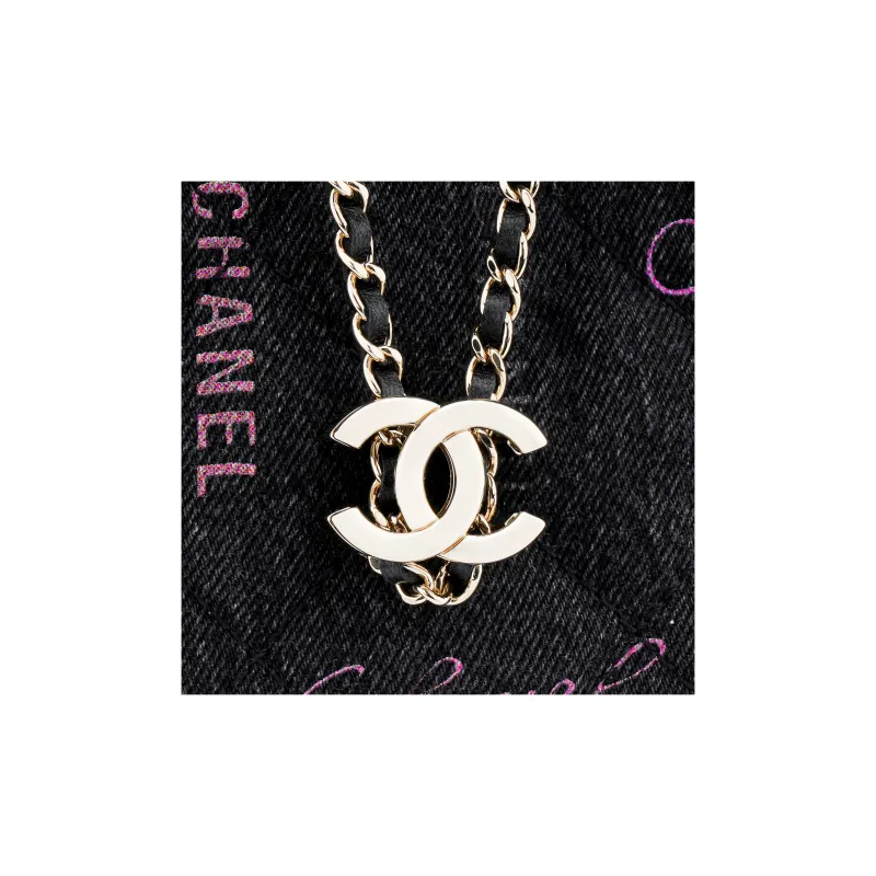 CHANEL Denim Bucket Bag, Shoulder Bag, Crossbody Bag Trumpets Women's Black-4