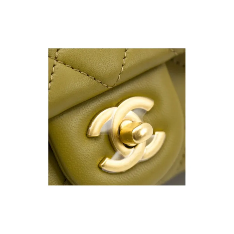 CHANEL Classic Flap CF Small Gold Ball Sheepskin Chain Bag, Flap Bag, Shoulder Bag, Crossbody Bag Mini Women's Yellow-8