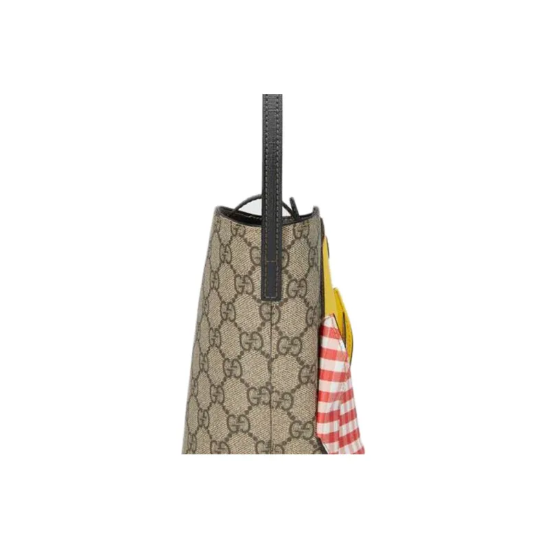 GUCCI Canvas With Leather Bucket Bag, Portable Kids' Bag Kids' Ebony/Multicolor-6
