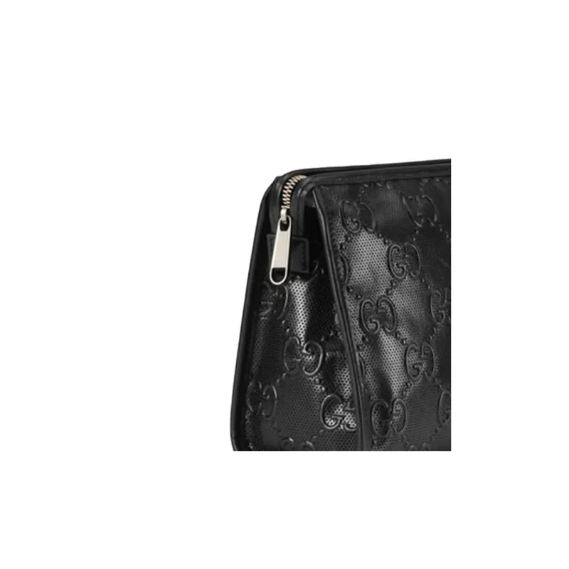 GUCCI Leather Makeup Bags Toiletry Bags Clutches Unisex Black-3