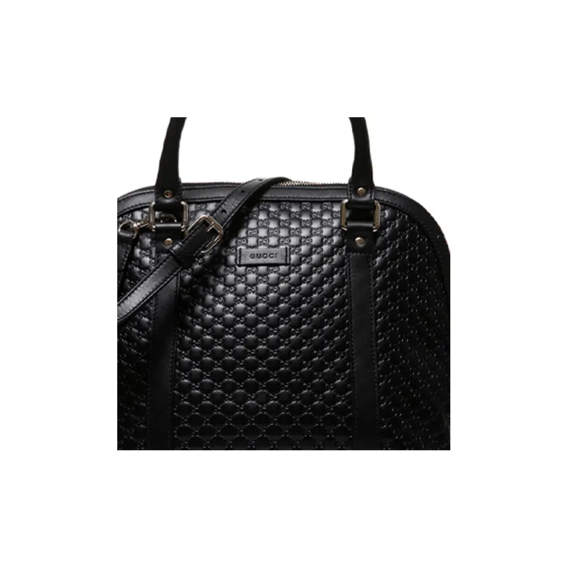 GUCCI Embossed Cow Leather Dome Bag, Handbag, Shoulder Bag, Crossbody Bag Medium Size Women's Black-5