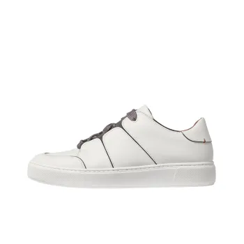 Zegna Tiziano Leather Low Top Lace Up Sneakers Men's White