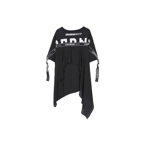 TuoGu T-Shirts Women's Loose Fit Short-Sleeved T-Shirts - Black