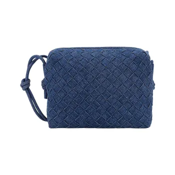 Bottega Veneta Cotton Fabric Shoulder Bag Women's Blue