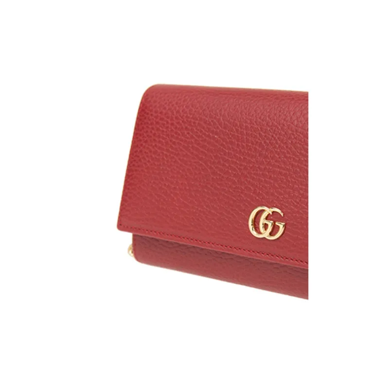 GUCCI GG Marmont Leather Wallet, Crossbody Bag, Shoulder Bag Women's Red-4