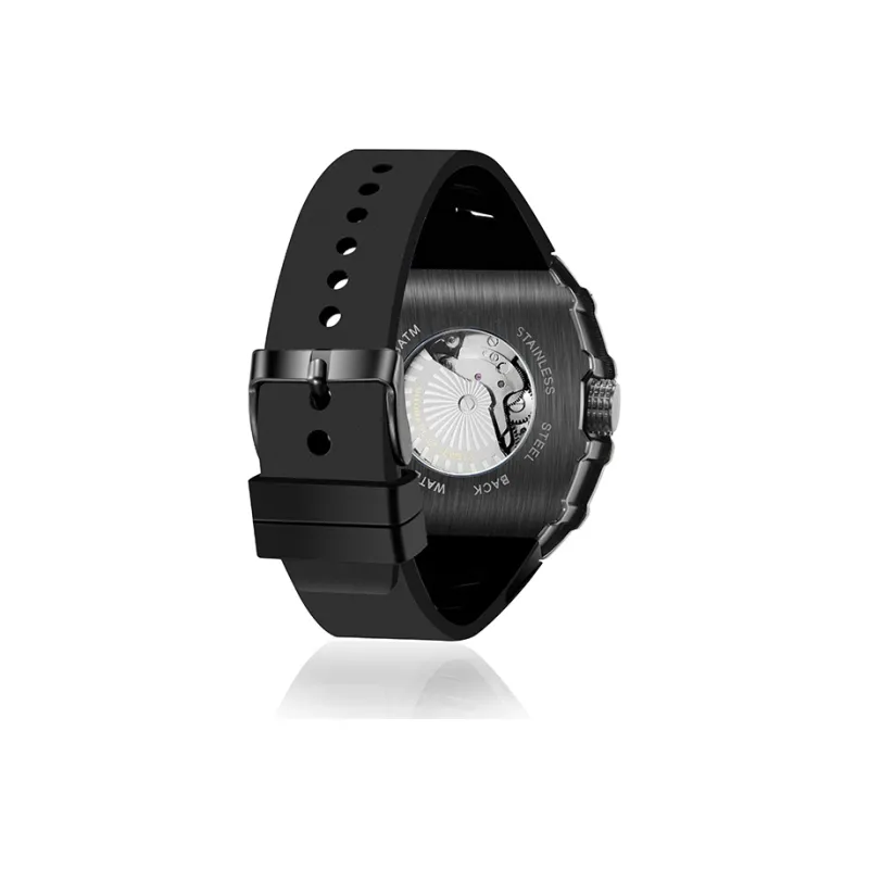 Lawrence Li Automatic Mechanical Movement Silicone Strap Watch Men's Watches Black LW-8828-2