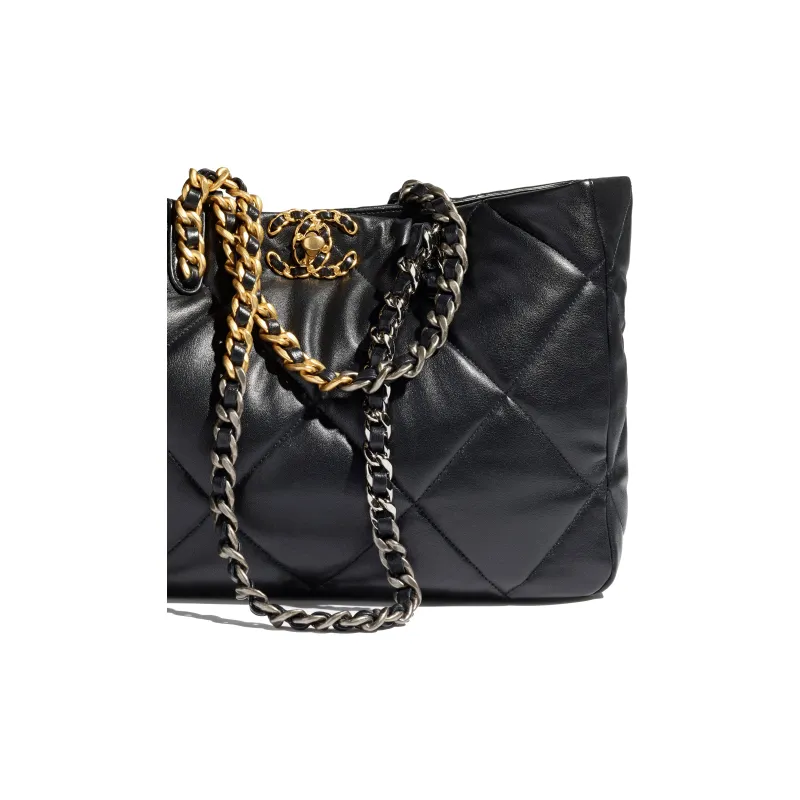 CHANEL Smooth Finish Lambskin Tote Bag, Shopping Bag, Shoulder Bag, Handbag Women's Black-3