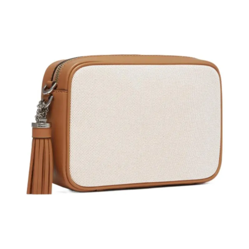 MICHAEL KORS Fabric Square Bag, Canvas Shoulder Bag Women's Beige & Camel-2
