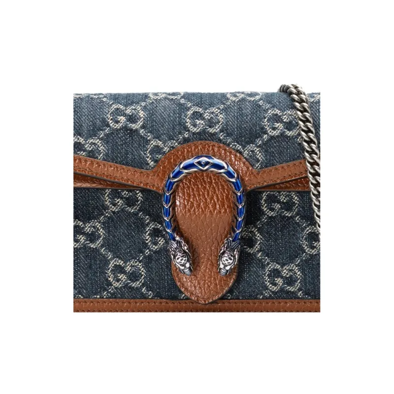 GUCCI Dionysus Logo Denim Messenger Bag Gray Blue-6