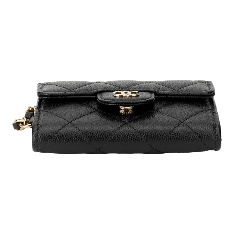 CHANEL Calfskin Clutch Wallet Regular Women's Black-4