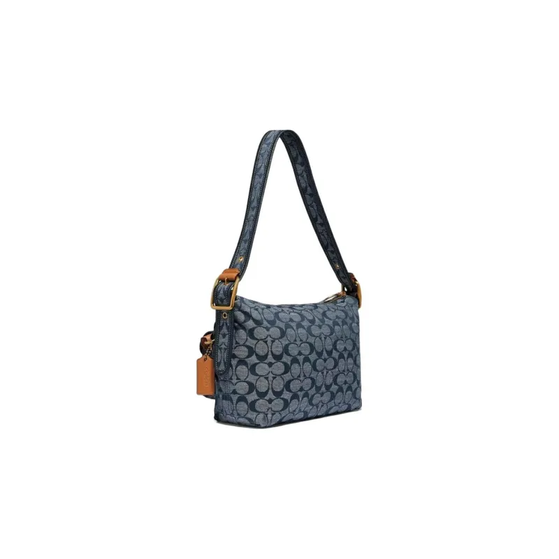 COACH Cargo Canvas With Leather Canvas Bag Handheld Handbag Shoulder Bag Women's Denim Blue Monogram-1