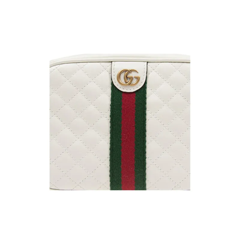 GUCCI Diamond Pattern Leather Camera Bag Shoulder Bag Crossbody Bag Mini Women's White-4