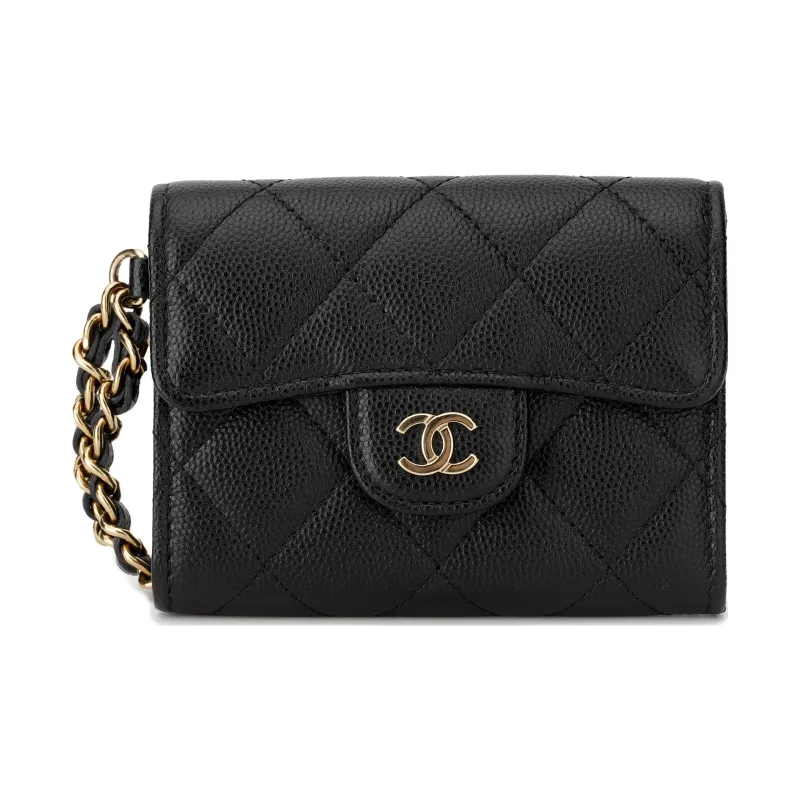 CHANEL Calfskin Clutch Wallet Regular Women's Black-1
