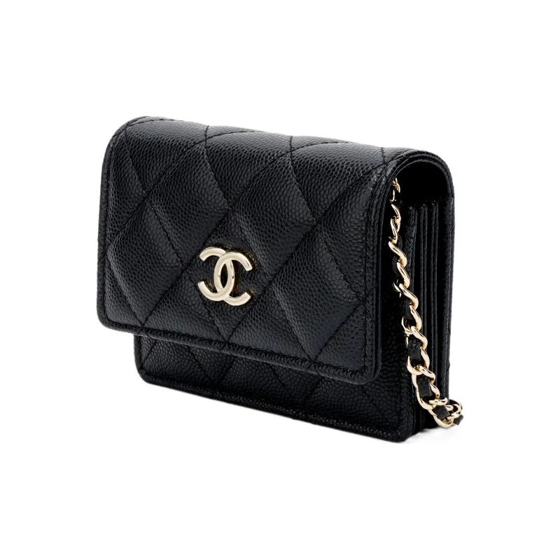 CHANEL Grain Calfskin Shoulder Bag, Crossbody Bag, Coin Purse, Card Holder Women's Black-2