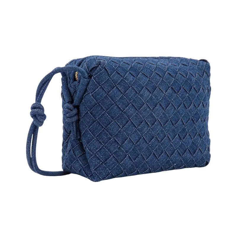 Bottega Veneta Cotton Fabric Shoulder Bag Women's Blue-1