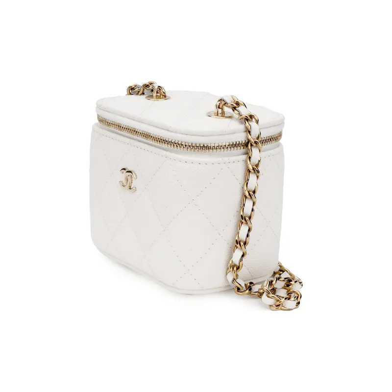 CHANEL 22c Early Spring Grain Embossed Cow Leather Small Box Bag, Shoulder Bag, Crossbody Bag Mini Women's White-1