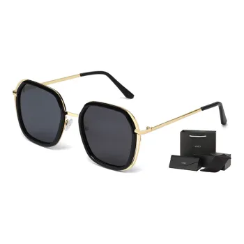 VINEY Sunglasses Unisex Polarized Black Frame With Black Gray Lens