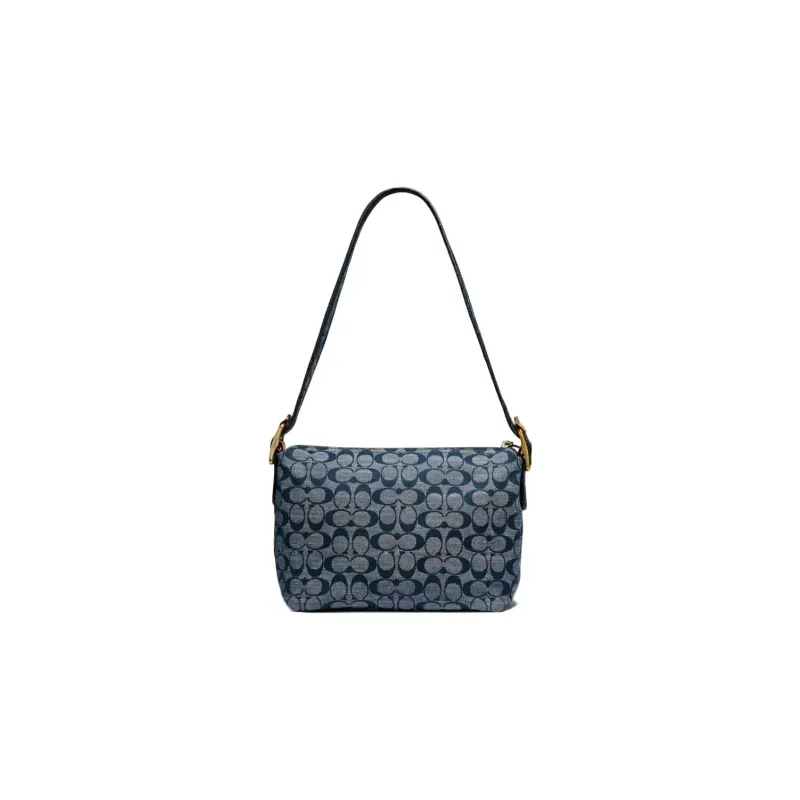 COACH Cargo Canvas With Leather Canvas Bag Handheld Handbag Shoulder Bag Women's Denim Blue Monogram-2
