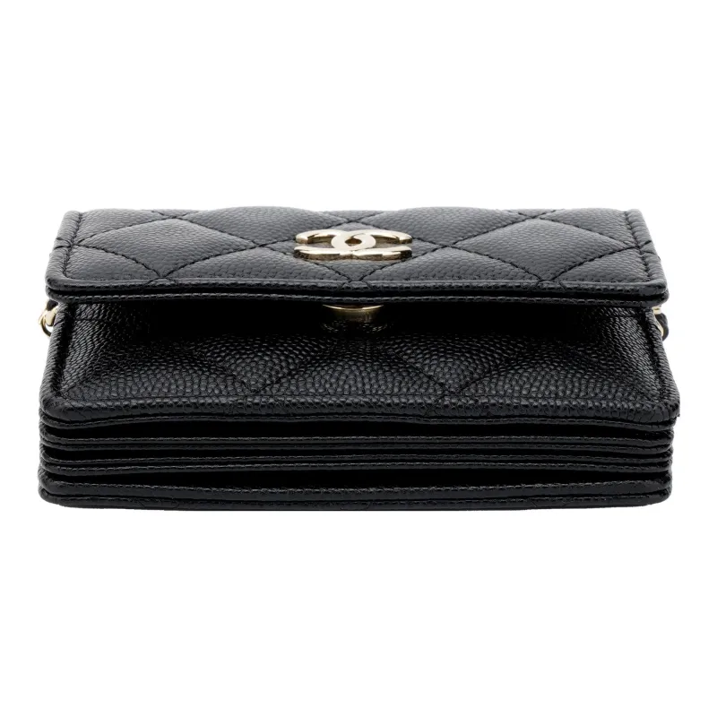 CHANEL Grain Calfskin Shoulder Bag, Crossbody Bag, Coin Purse, Card Holder Women's Black-4