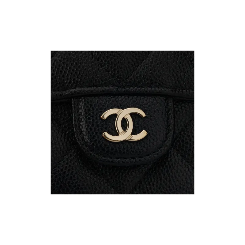 CHANEL Calfskin Clutch Wallet Regular Women's Black-5