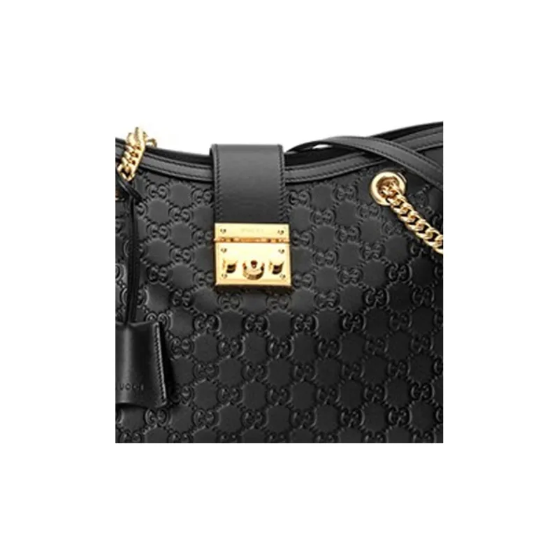 GUCCI Leather With Cotton Linen Blend Portable Crossbody Bag Shoulder Bag Women's Black-5