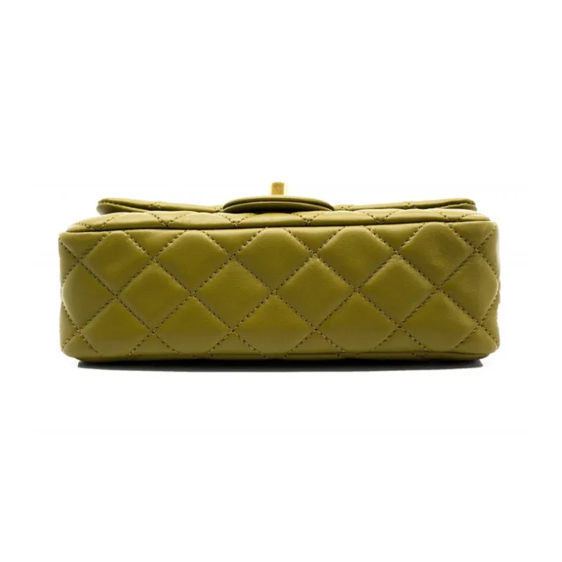 CHANEL Classic Flap CF Small Gold Ball Sheepskin Chain Bag, Flap Bag, Shoulder Bag, Crossbody Bag Mini Women's Yellow-3