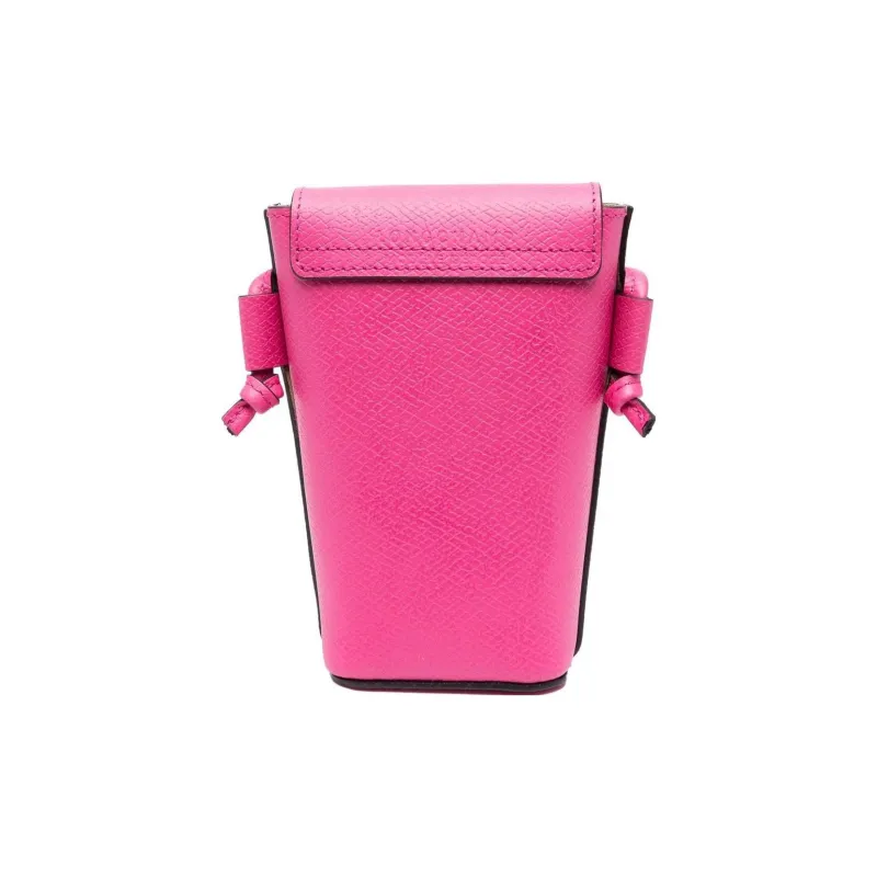 LONGCHAMP Cow Leather Shoulder Bag Crossbody Bag Cell Phone Pouch Women's Pink-1
