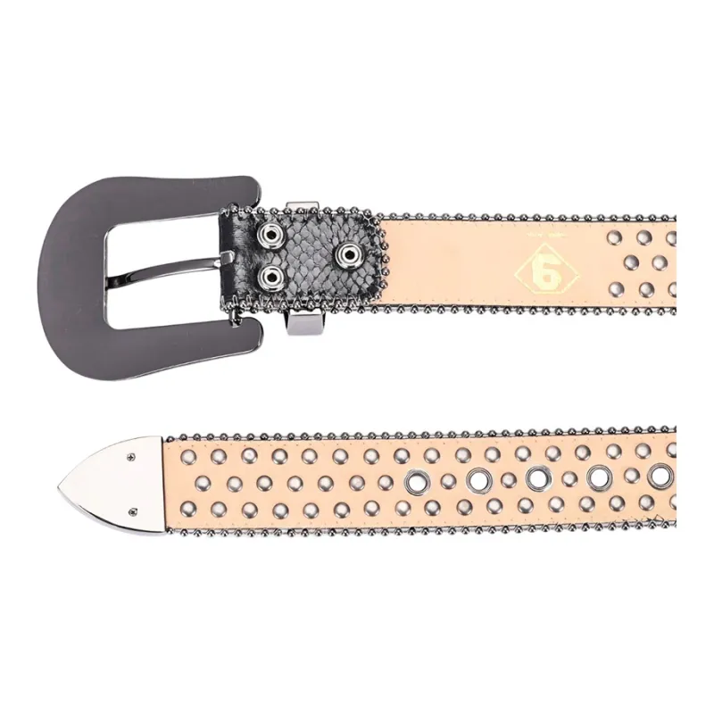NINE NAIL 9 Section Spike Vintage Trendy Y2K Pin Buckle Stud Rhinestone Embellished Belt Belt Unisex Width  3.8cm-23
