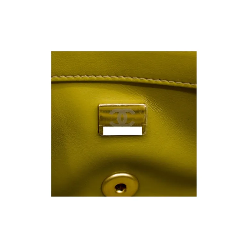 CHANEL Classic Flap CF Small Gold Ball Sheepskin Chain Bag, Flap Bag, Shoulder Bag, Crossbody Bag Mini Women's Yellow-4