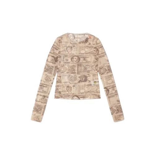 HERON PRESTON Hp Currencies Long-sleeve Mesh Top