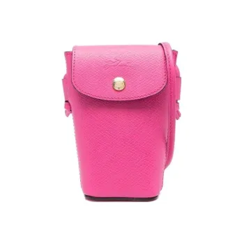 LONGCHAMP Cow Leather Shoulder Bag Crossbody Bag Cell Phone Pouch Women's Pink