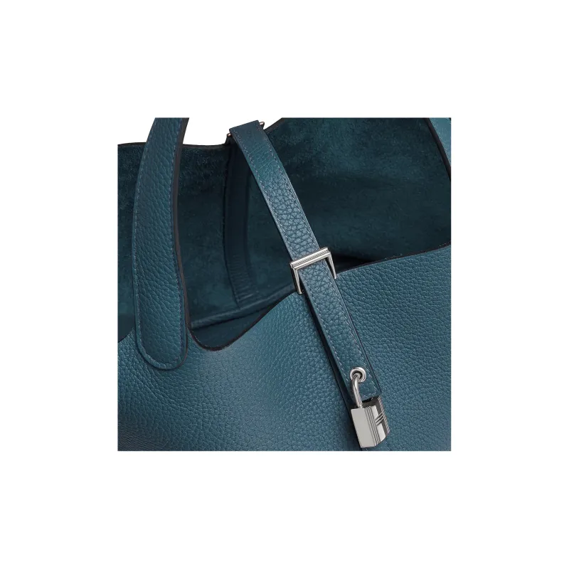 HERMES Picotin Lock Calfskin Basket Bag Handbag Bucket Bag 22 Women's 7P Bleu De Prusse Prussian Blue-4