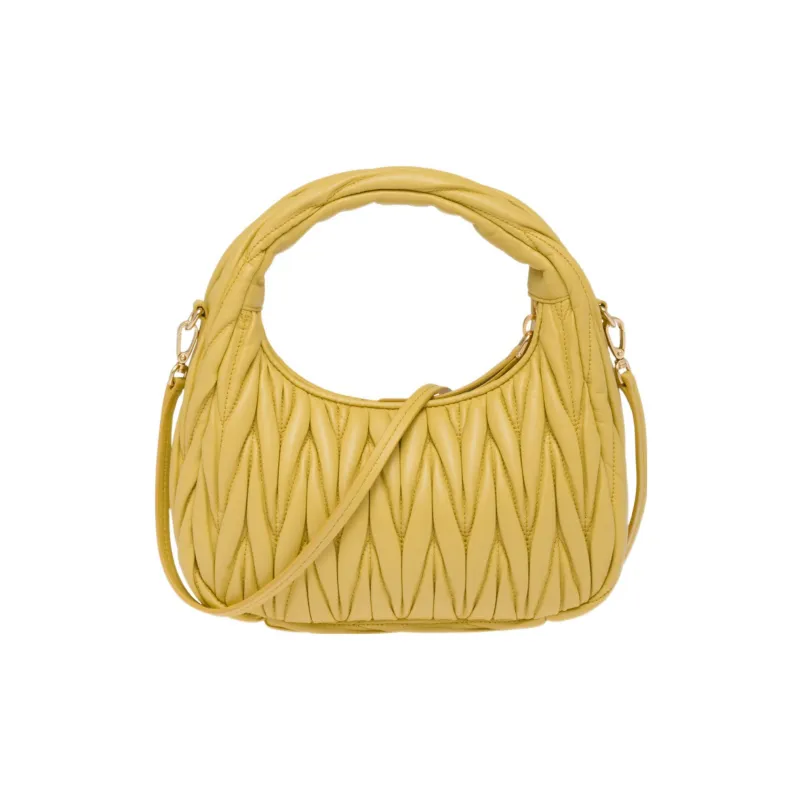 MIU MIU Soft Sheep Leather Hobo Shoulder Bag Handbag Women's Pineapple Yellow-2