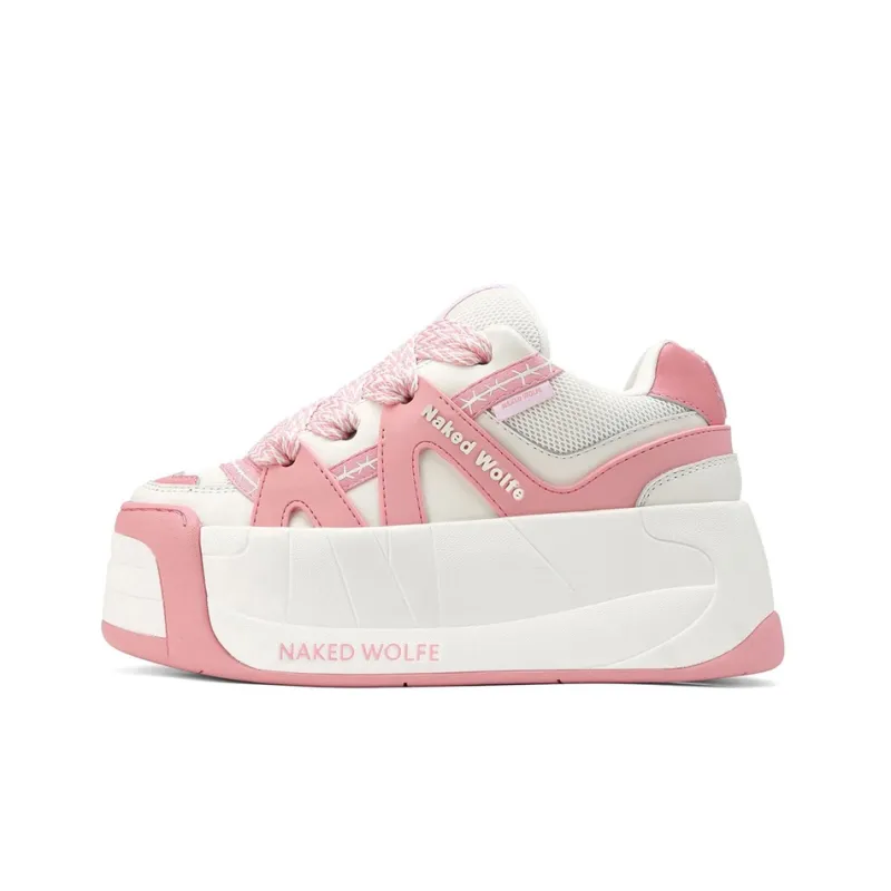 Naked Wolfe Slider Low Top Stylish Skateboarding Shoes Women's Pink White-0