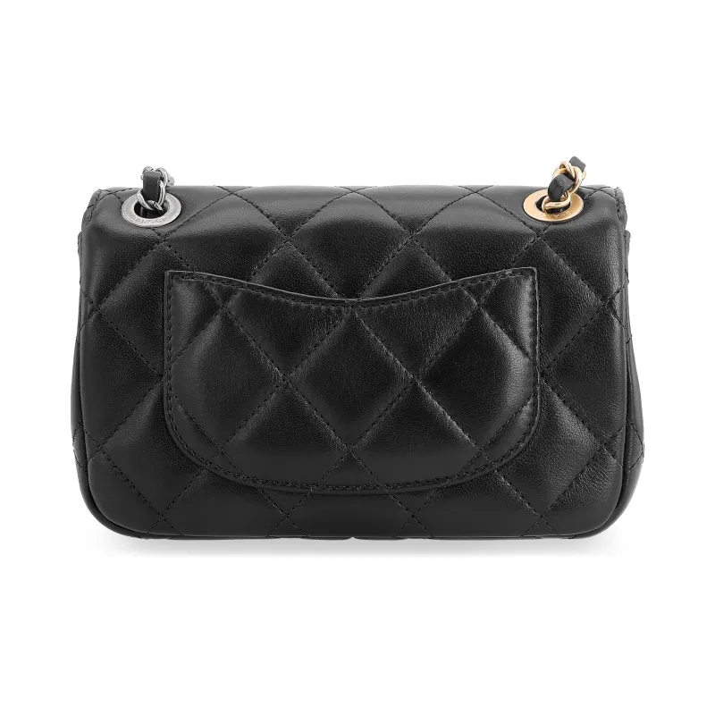 CHANEL Lambskin Flap Bag, One Shoulder Handbag, Crossbody Bag Trumpets Women's Black-3