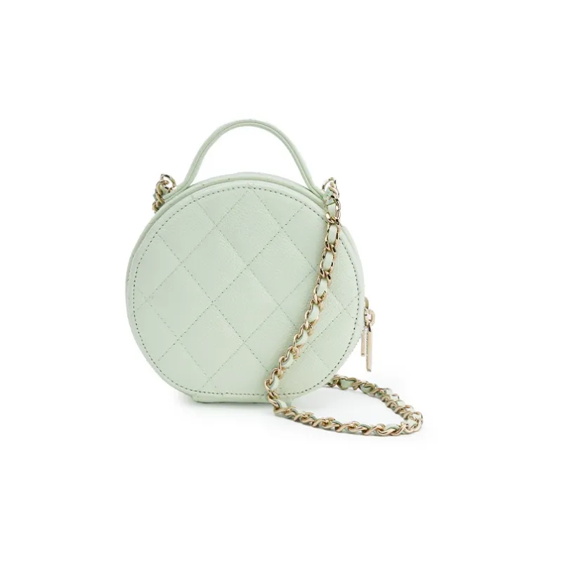 CHANEL Calfskin Round Bag, Handbag, Shoulder Bag, Crossbody Bag Women's Light Green-2