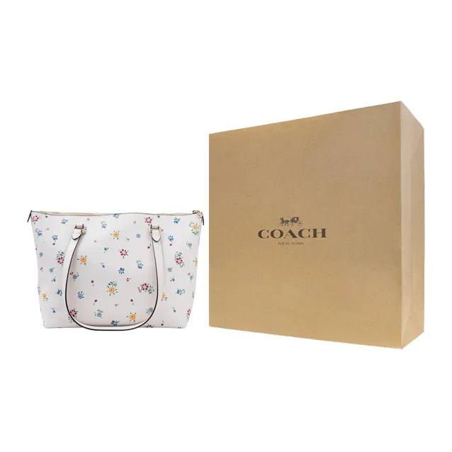 COACH Gallery Canvas With Leather Tote Bag, Shopping Bag, Handbag, Shoulder Bag Women's White-5