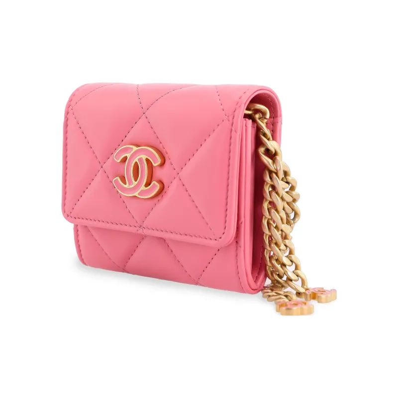 CHANEL Lambskin One Shoulder Crossbody Clutch Women's Pink-1