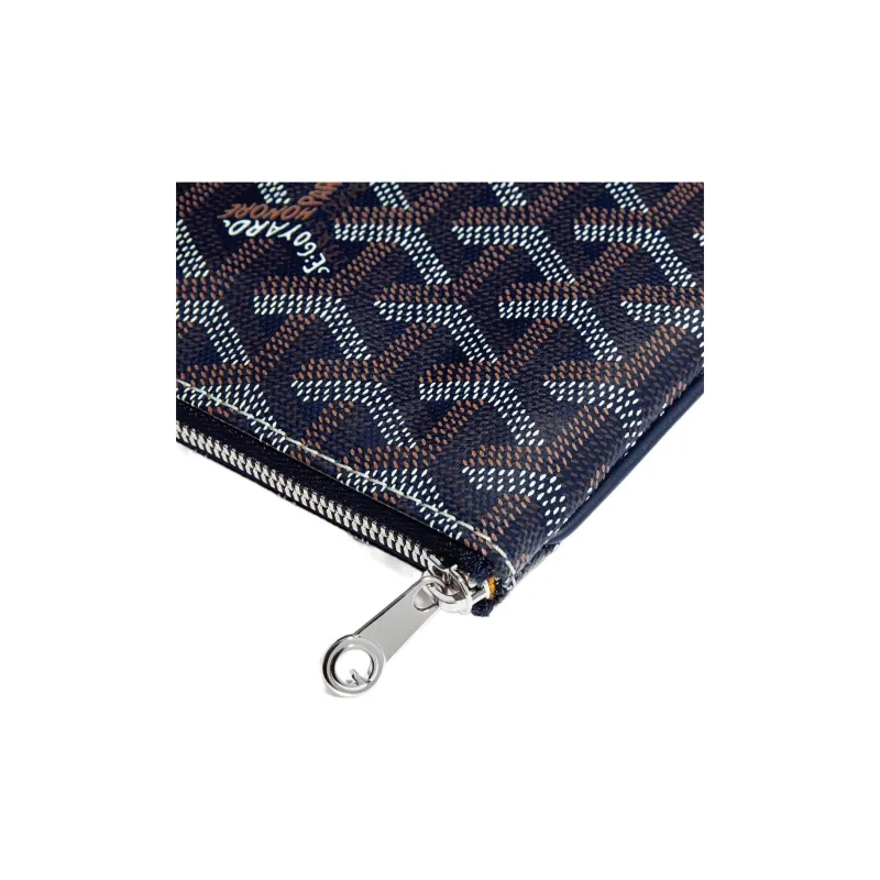 GOYARD SENAT Canvas With Calfskin Wallet Card Holder Clutch Mini Unisex Marine Blue-3