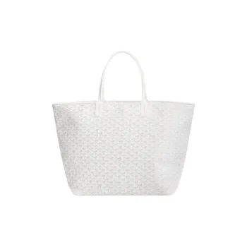 GOYARD Artois Canvas With Leather Tote Bag Shopping Bag Shoulder Bags Handbags Large Size Unisex White