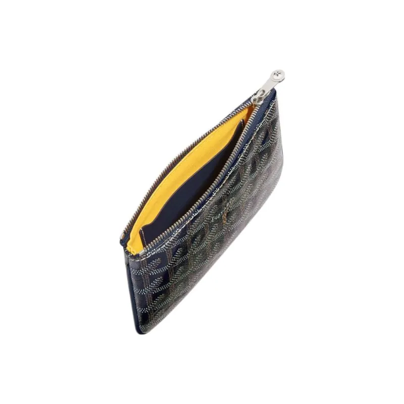 GOYARD SENAT Canvas With Calfskin Wallet Card Holder Clutch Mini Unisex Marine Blue-2