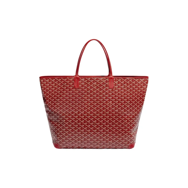 GOYARD Artois Canvas With Leather Tote Bag Shopping Bag Shoulder Bags Handbags Large Size Unisex Red-0