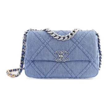CHANEL 19Bag Denim Mouth Cover Bag Crossbody Bag Regular Unisex Light