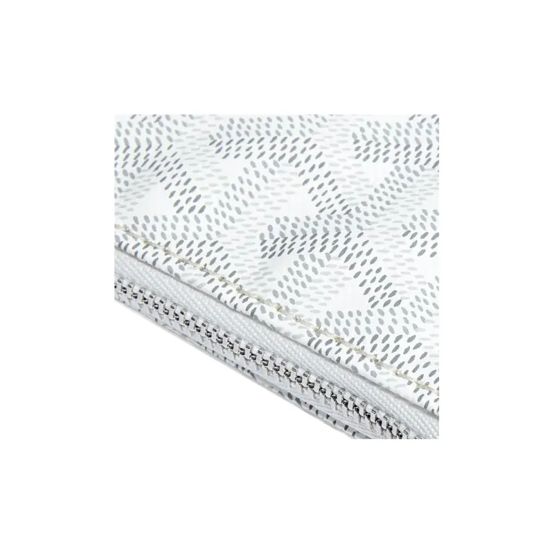 GOYARD SENAT Canvas With Calfskin Wallet Card Holder Clutch Mini Unisex White-3