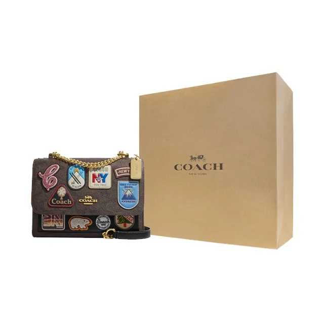 COACH Klare Canvas With Leather Chain Bag Shoulder Bag Crossbody Bag Small Size Women's Khaki & Black-6