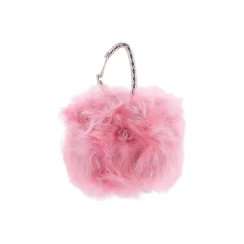 CHANEL Plush Coin Purse Fuzzy Furry Ball Fanny Pack Handbag Mini Women's Pink