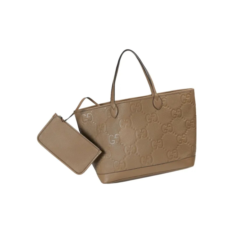 GUCCI Leather Tote Bag Shopping Bag Handbag Shoulder Bag Men's Taupe-2