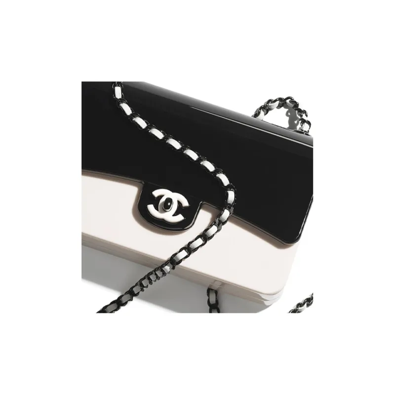CHANEL Alyx & Metal Shoulder Bag, Crossbody Bag Mini Women's Black White-3