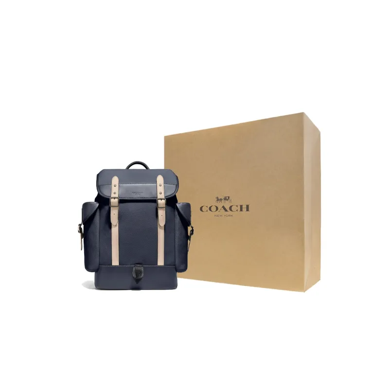 COACH Hitch Canvas With Leather Travel Bag Backpack Large Size Men's Blue-5