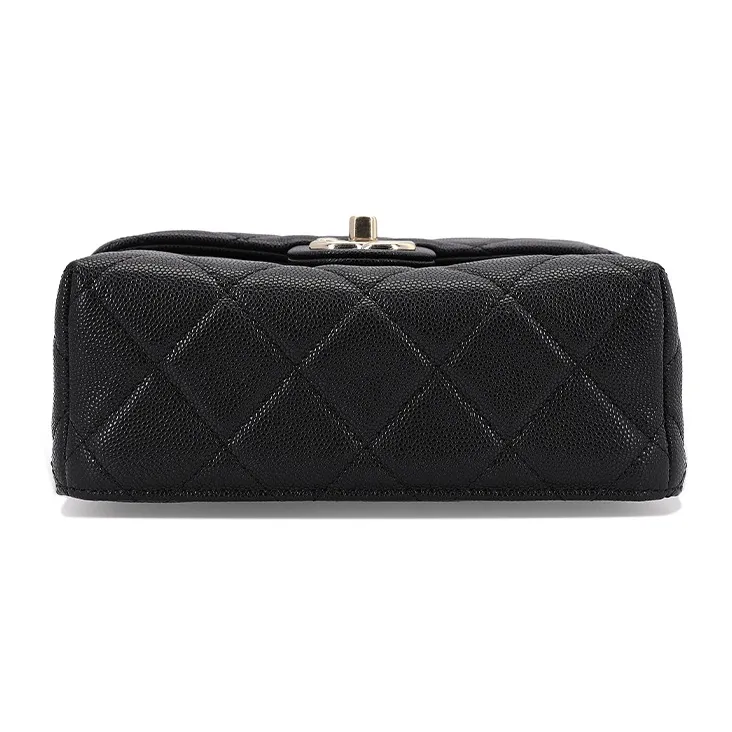 CHANEL Embossed Calfskin With Grains Handbag Shoulder Bag Crossbody Bag Makeup Bag Small Size Women's Black-2